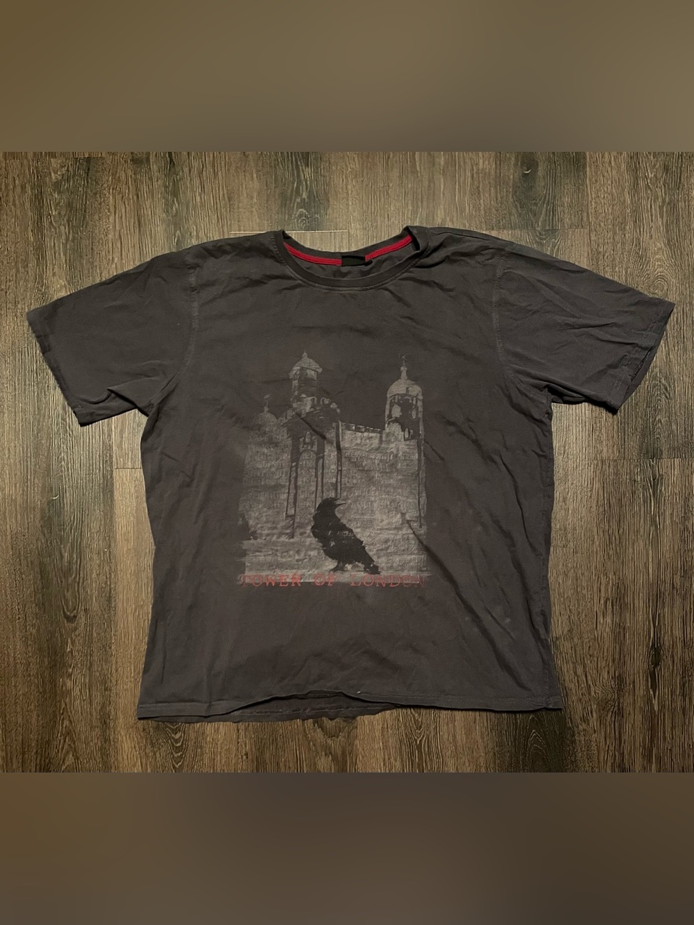 Tower of London Graphic T-Shirt Mens Gray Raven Castle Souvenir SIZE XXL